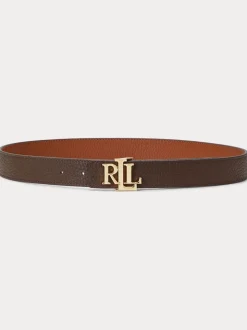 Lauren Fauve/Marron foncé - Lauren Ralph Lauren 2.5cm Ceinture réversible en cuir galet à logo