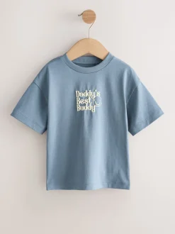 Le meilleur compagnon bleu du papa - Petit t-shirt graphique à manches courtes (3mois à7ans)