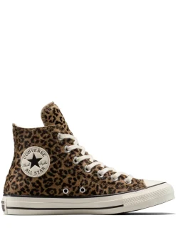 Leopard Marron - Converse Baskets Chuck Taylor en daim sur l’ensemble