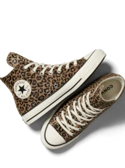 Leopard Marron - Converse Baskets Chuck Taylor en daim sur l’ensemble