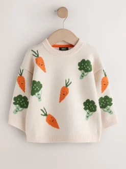 Légumes neutres - Pull col rond en maille (3mois-7ans)