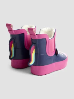 Licorne bleu marine/rose - Bottes de pluie courtes confortables à imprimé JoJo Maman Bébé