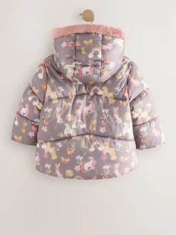 Licorne Damson - Manteau rembourré résistant à la douche avec bordure en fausse fourrure (3mois7ans)