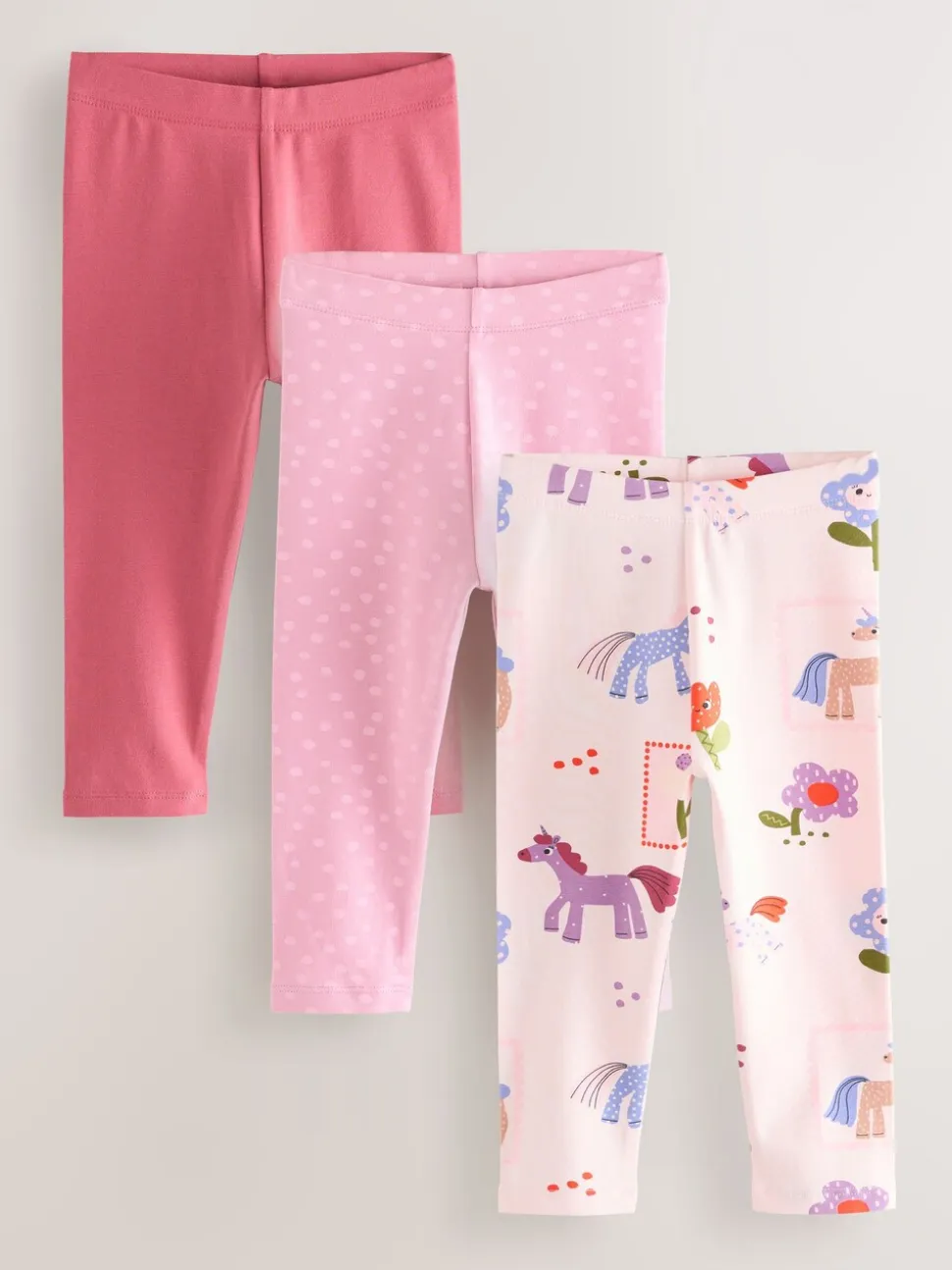 Licorne rose - Lot de 3 leggings (3mois-7ans)