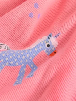 Licorne rose - Robe côtelée à manches longues (3mois-7ans)