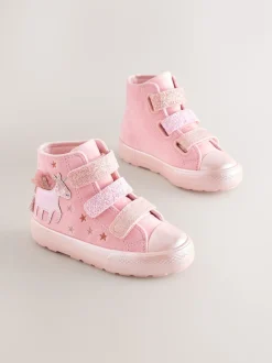 Licorne rose - Touch Fastening High Top Trainers (touch Fastening High Top Trainers)