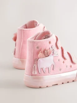 Licorne rose - Touch Fastening High Top Trainers (touch Fastening High Top Trainers)