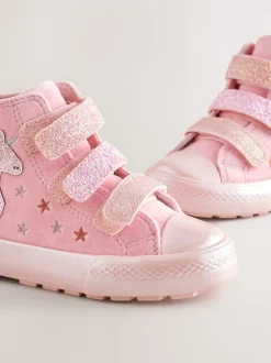Licorne rose - Touch Fastening High Top Trainers (touch Fastening High Top Trainers)