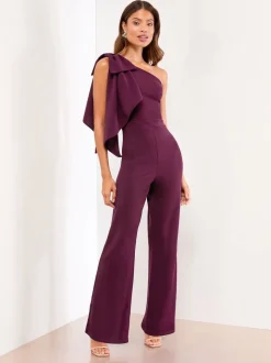 Lie-de-vin - Combinaison Lipsy asymétrique avec nœud