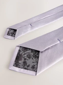 lilas - Ensemble cravate et pochette texturées