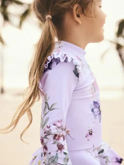 Lilas violet à fleurs - Ensemble de natation Sunsafe (3mths-7yrs)