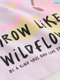 Lilas violet à fleurs - Ensemble t-shirt et short cycliste (3-16ans)