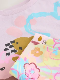 Lilas violet à fleurs - Ensemble t-shirt et short cycliste (3-16ans)