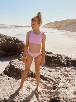 Lilas Violet Hibiscus Effet froissé - Bikini (3-16ans)