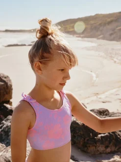 Lilas Violet Hibiscus Effet froissé - Bikini (3-16ans)