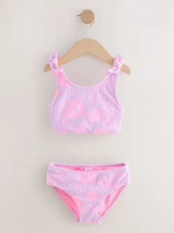 Lilas Violet Hibiscus Effet froissé - Bikini (3-16ans)