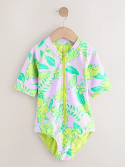Lilas violet tropical - Maillot de bain Sunsafe à manches courtes (3mois à16ans)