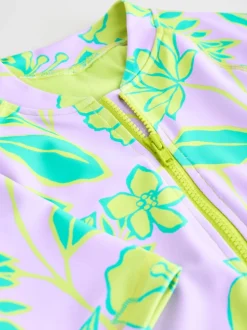 Lilas violet tropical - Maillot de bain Sunsafe à manches courtes (3mois à16ans)