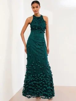 Lipsy Robe longue texturée à fleurs 3D haut de gamme