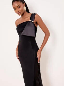 Lipsy Robe mi-longue bodycon à nœud asymétrique à une épaule
