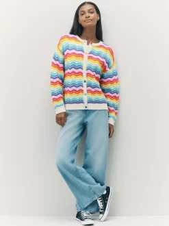 Little Bird by Jools Oliver Cardigan en maille à rayures ondulées pastel