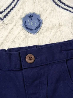 Little Gent True Knit débardeur, Body, Pantalons et Nœud papillon Blanc Ensemble