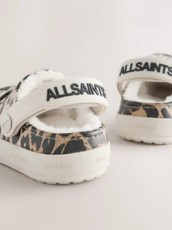 Léopard - chaussons de sabots smALLSAINTS imprimés doublés de peau de mouton