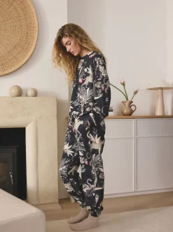 Léopard gris anthracite - Pyjama à manches longues