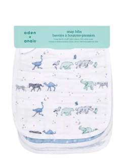 Lot de 3 bavoirs aden + anais en mousseline de coton à bouton-pression