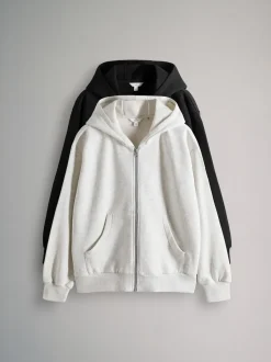 Lot de 2 sweats à capuche zippés The Set