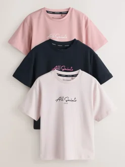 Lot de 3 T-shirts décontractés à col rond avec logo smALLSAINTS