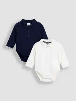 Lot de 2polos JoJo Maman Bébé unis à manches longues