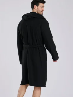 Loungeable Robe de chambre à capuche avec doublure en polaire bondée Gaufré