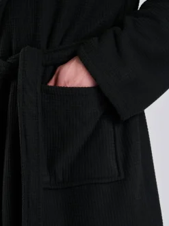 Loungeable Robe de chambre à capuche avec doublure en polaire bondée Gaufré