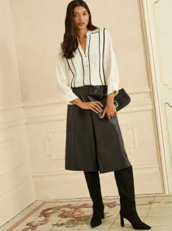 Love & Roses Chemisier à manches crantées contrastant 3/4