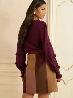 Love & Roses Jupe courte patchwork en faux daim