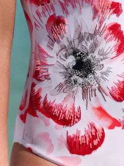 Maillot de bain B by Ted Baker Bandeau blanc fleuri avec perles