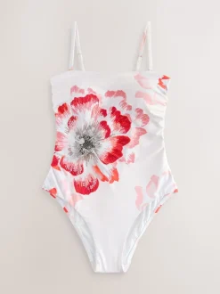 Maillot de bain B by Ted Baker Bandeau blanc fleuri avec perles