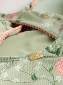 Maillot de bain Laura Ashley texturé plongeant pour le contrôle du ventre