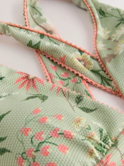Maillot de bain Laura Ashley texturé plongeant pour le contrôle du ventre