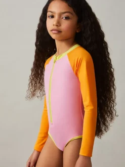 Maillot de bain Reiss Sally à manches longues et motif color-block