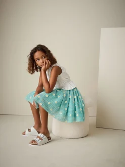 Marguerite verte à carreaux vichy - Jupe en maille à enfiler (3-16ans)