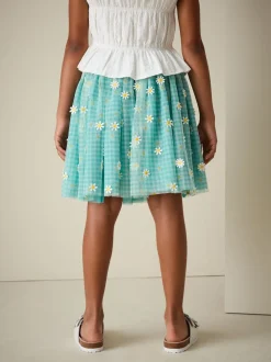 Marguerite verte à carreaux vichy - Jupe en maille à enfiler (3-16ans)