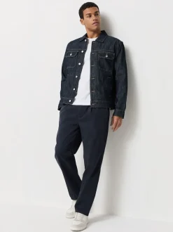 marine - Ajustement droit - Pantalons Chinos extensibles plissés avec taille élastique