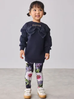 marine - Baker by Ted Baker ensemble 2 pièces sweat à nœud long et leggings fleuris