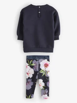 marine - Baker by Ted Baker ensemble 2 pièces sweat à nœud long et leggings fleuris