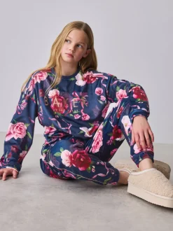 marine - Baker by Ted Baker Ensemble Pyjamas Polaires Fleuris 2 Pièces