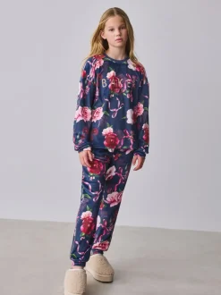 marine - Baker by Ted Baker Ensemble Pyjamas Polaires Fleuris 2 Pièces