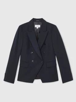 marine - Blazer de costume Reiss Gabi à double boutonnage