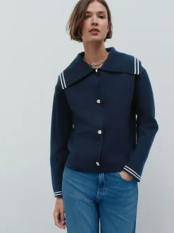 marine - Cardigan à col marin